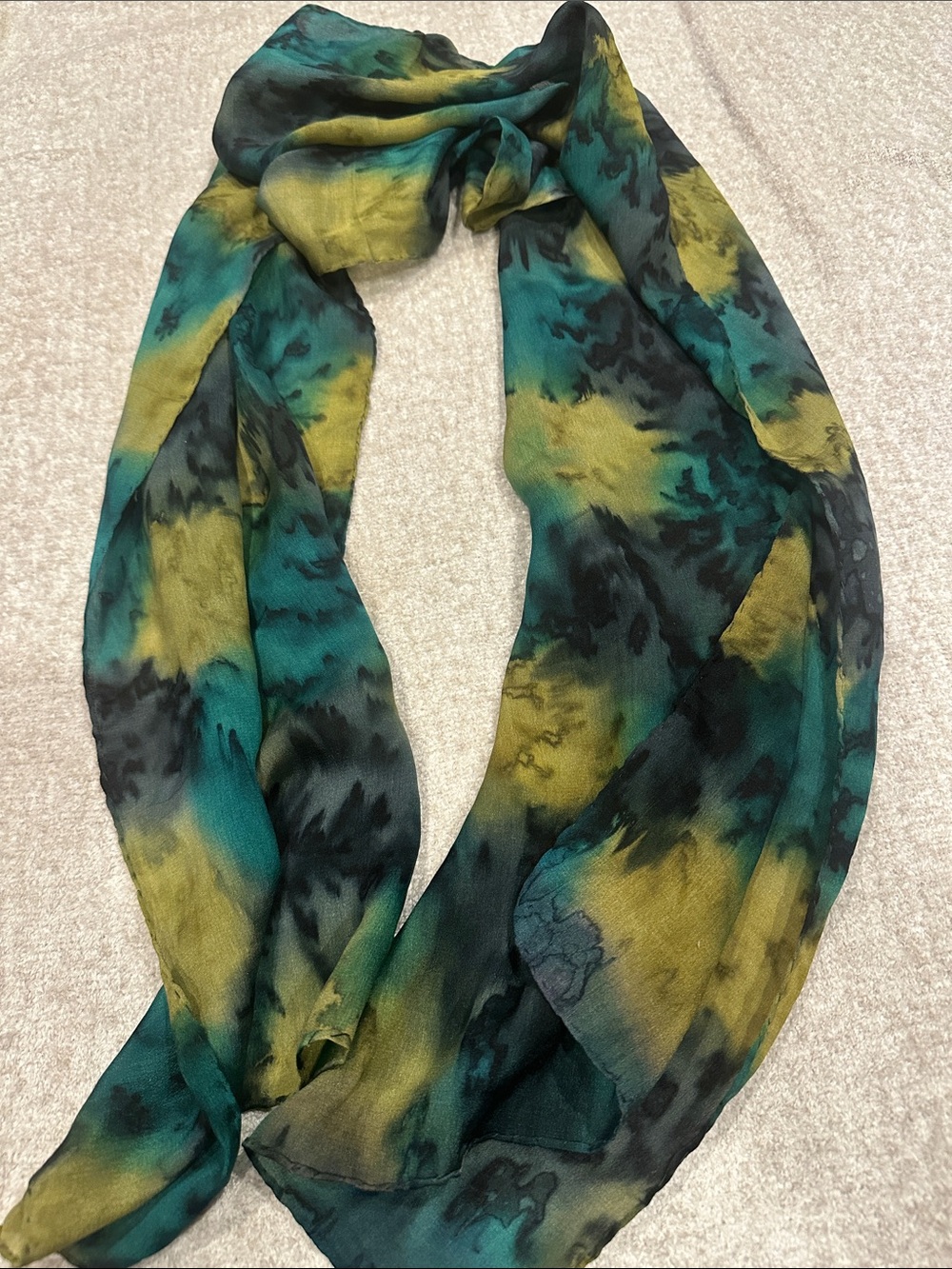Teal & Olive Tie-Dye Lightweight Scarf - Women Accessories